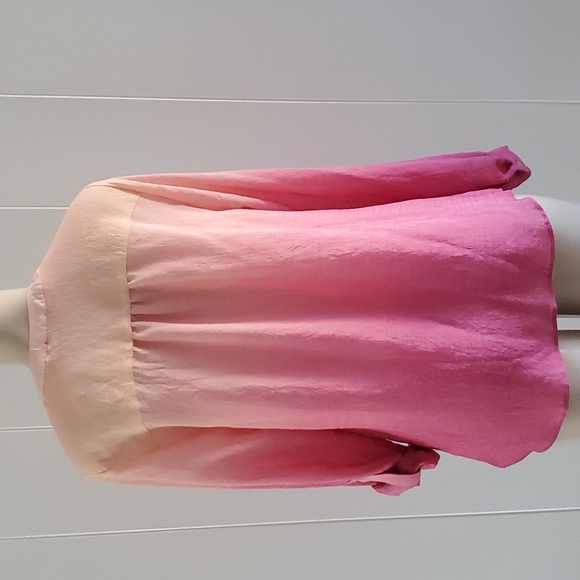 New Directions Ombre Peach Pink Blouse Longsleeve Medium - Picture 7 of 9